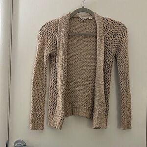 LUCKY  Tan Open-Knit Preppy  Cardigan Sweater SZ XS